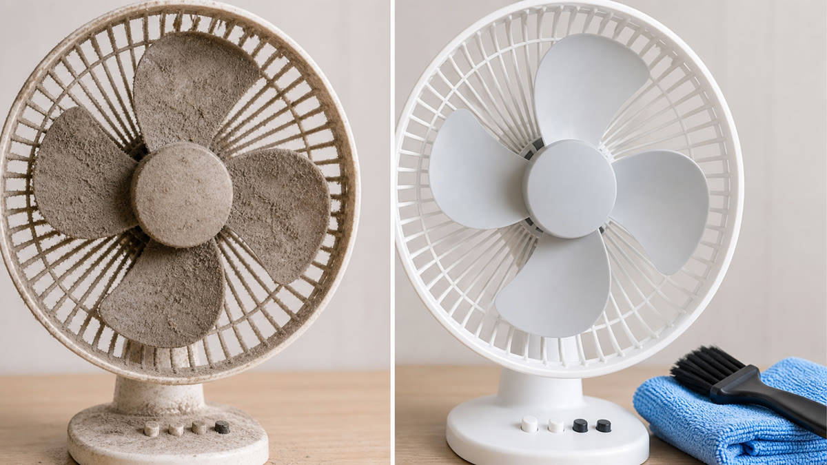 Ventilateur sale puis propre après nettoyage